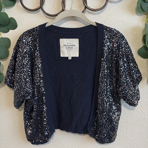Y2K Abercrombie & Fitch Blue Sequined Cropped Cardigan✨ - Picture 2 of 8